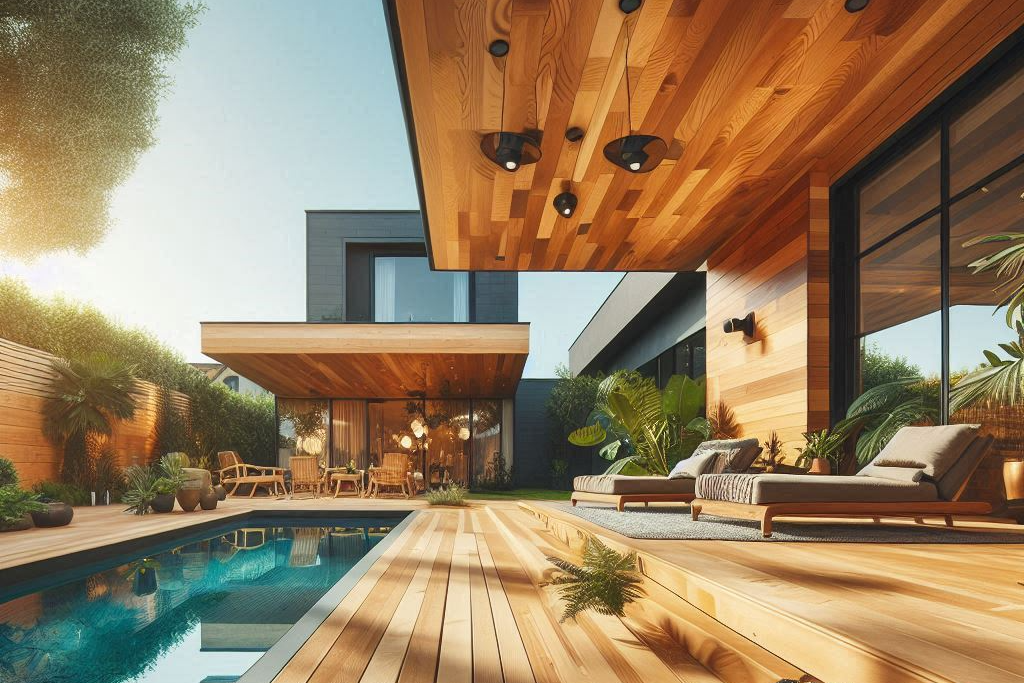 tarima exterior madera y plástico